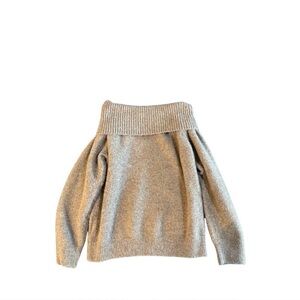 Oversized Off-Shoulder Knit Sweater Camel Tan Size M